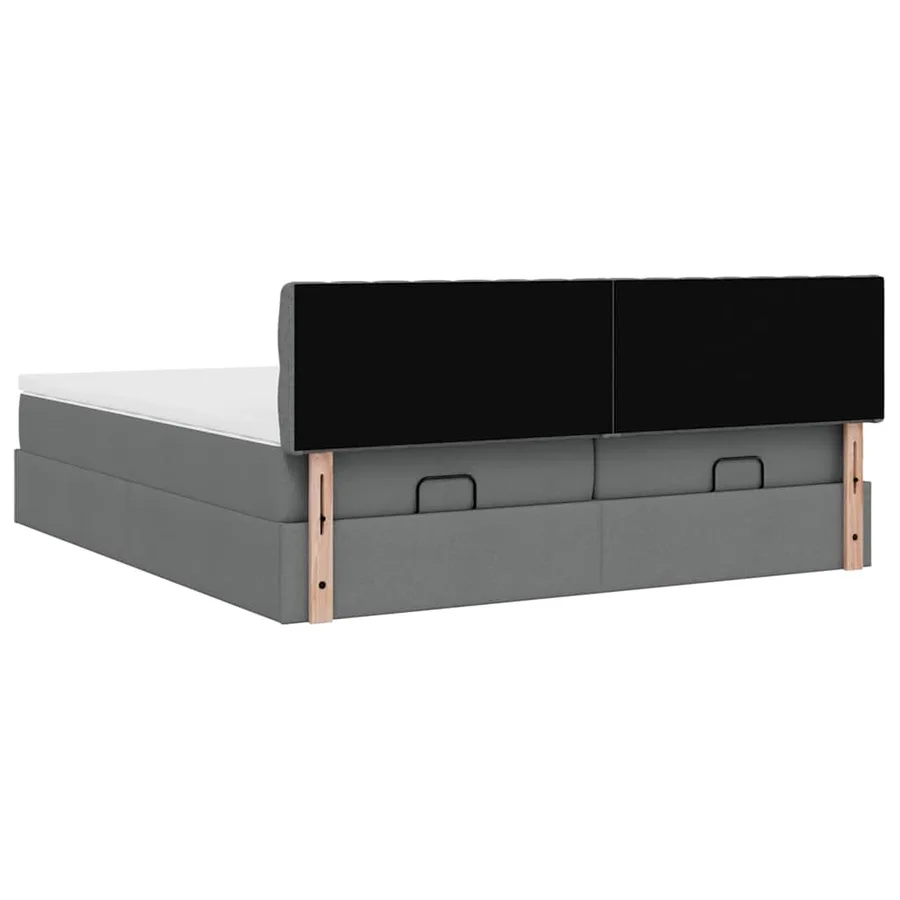 Cadre de lit ottoman avec matelas gris foncé 160x200cm tissu - 11