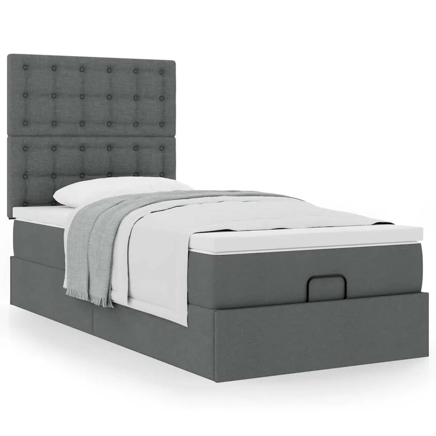 Cadre de lit ottoman avec matelas gris foncé 80x200 cm tissu - 4