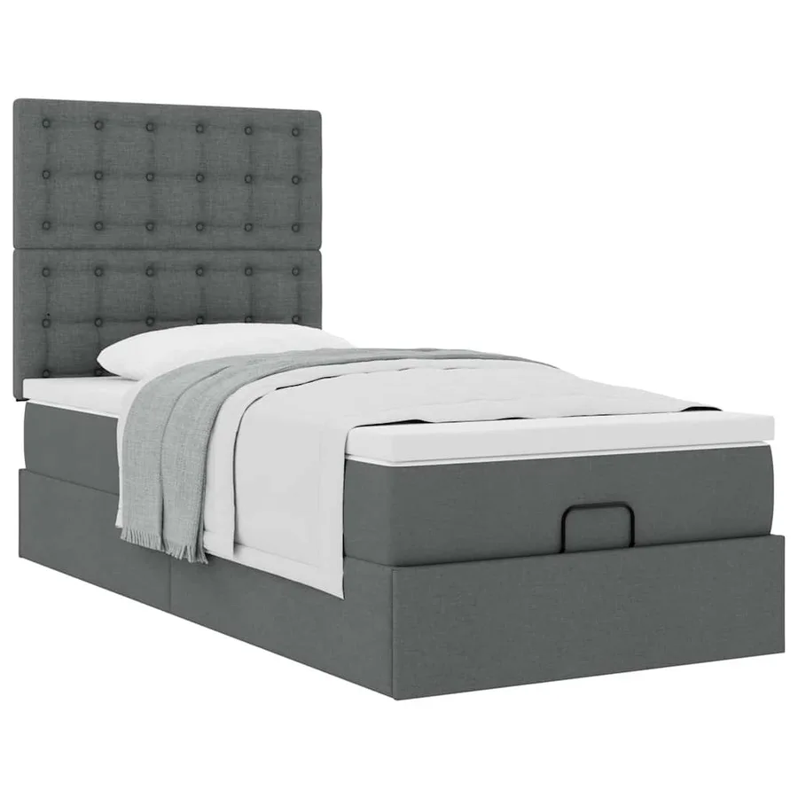 Cadre de lit ottoman avec matelas gris foncé 80x200 cm tissu - 5