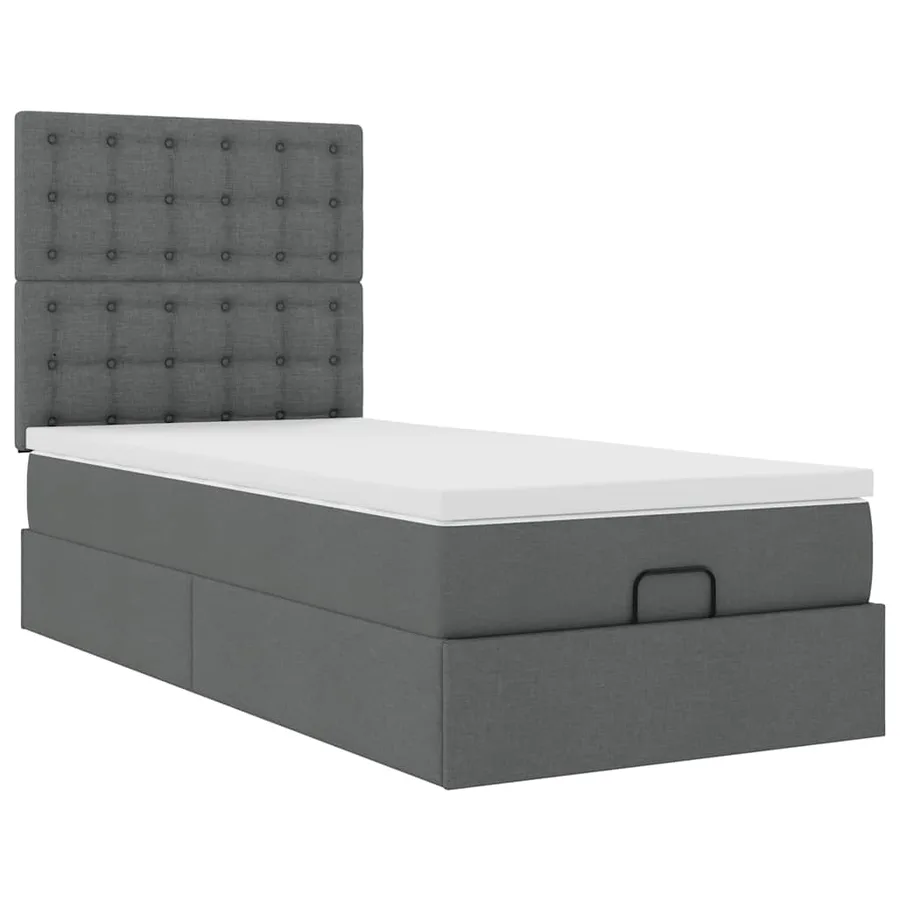 Cadre de lit ottoman avec matelas gris foncé 80x200 cm tissu - 6