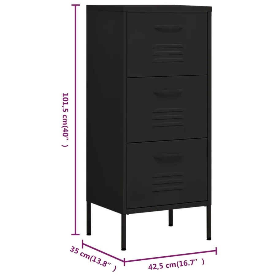 Armoire de rangement Noir 42,5x35x101,5 cm Acier - 10