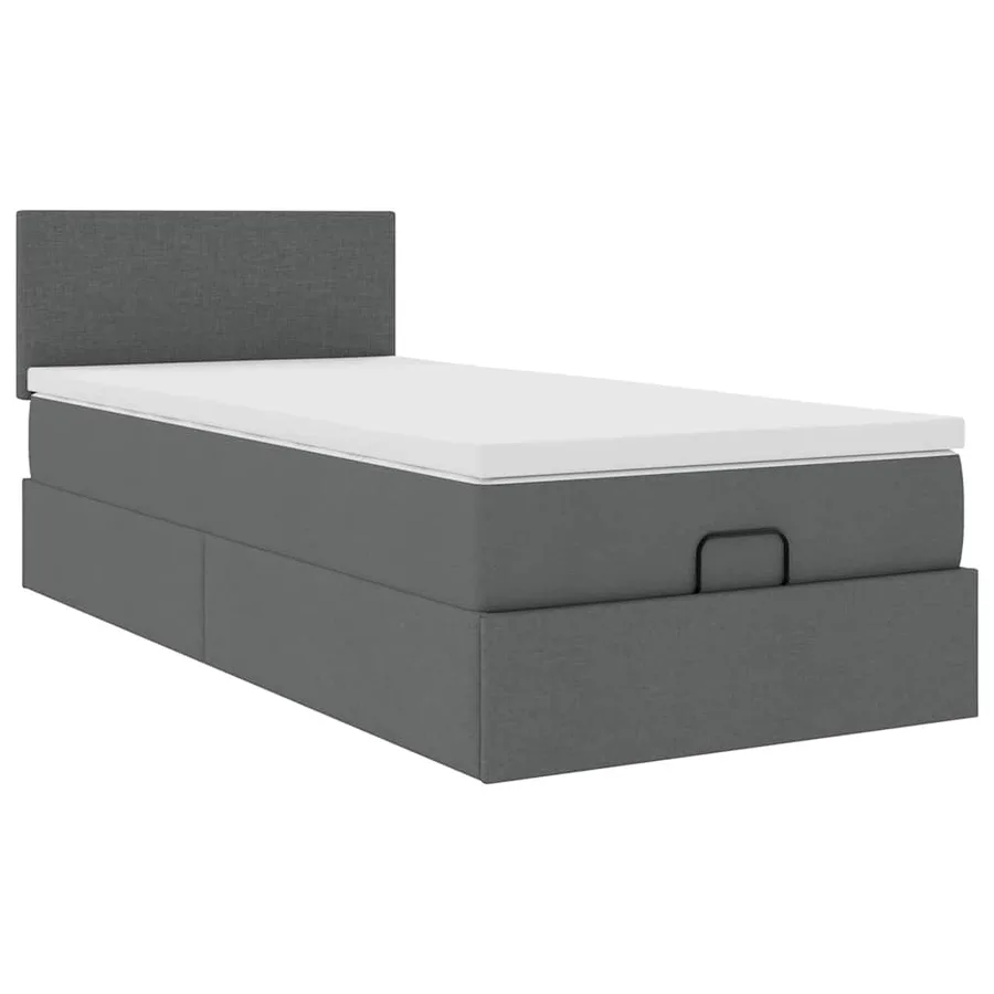 Cadre de lit ottoman avec matelas gris foncé 80x200 cm tissu - 6