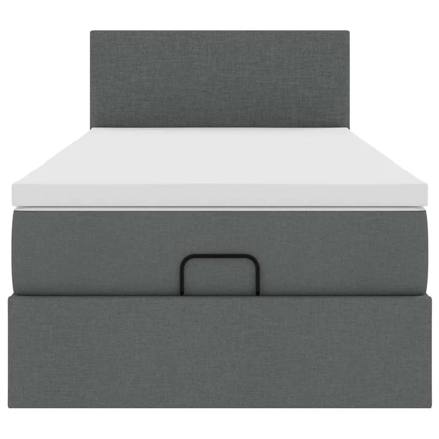Cadre de lit ottoman avec matelas gris foncé 80x200 cm tissu - 7