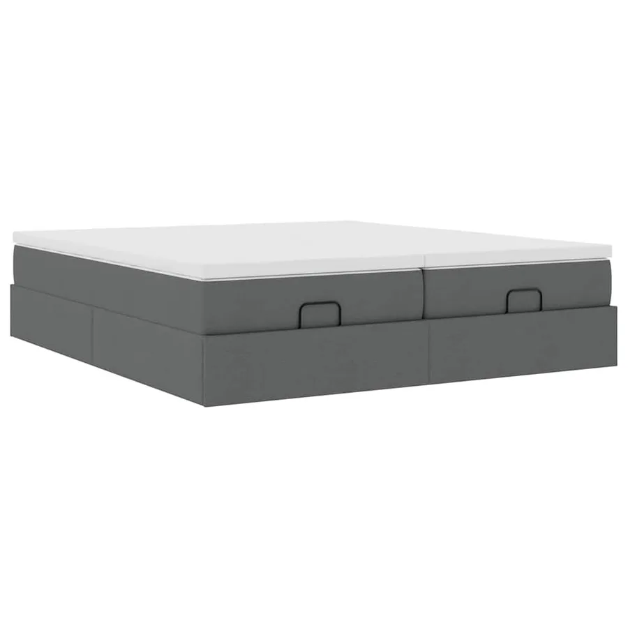 Cadre de lit ottoman avec matelas gris foncé 160x200cm tissu - 6