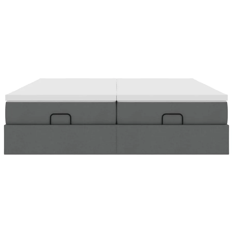 Cadre de lit ottoman avec matelas gris foncé 160x200cm tissu - 7