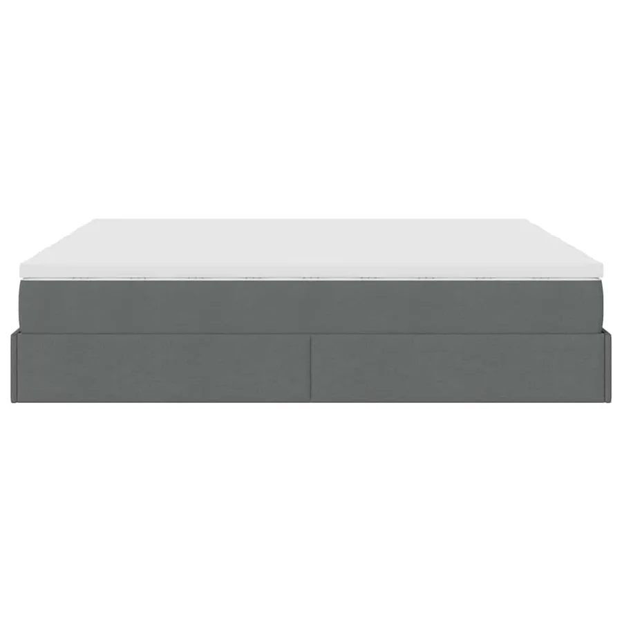 Cadre de lit ottoman avec matelas gris foncé 160x200cm tissu - 9