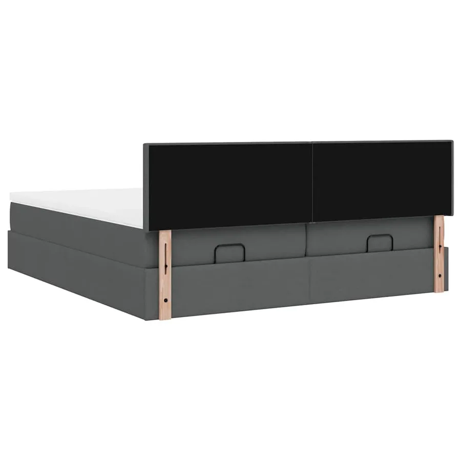 Cadre de lit ottoman avec matelas gris foncé 160x200cm tissu - 12