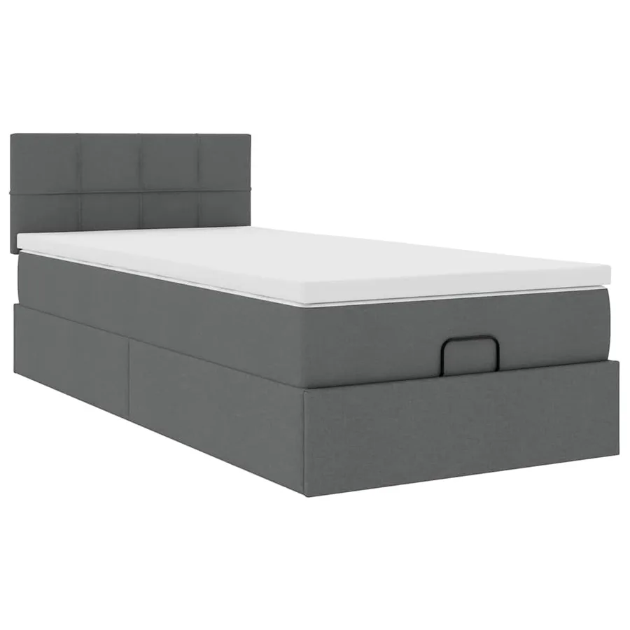 Cadre de lit ottoman avec matelas gris foncé 80x200 cm tissu - 6