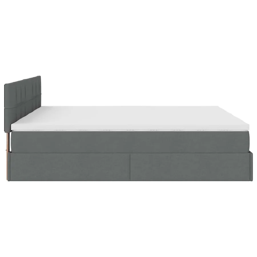Cadre de lit ottoman avec matelas gris foncé 160x200cm tissu - 11