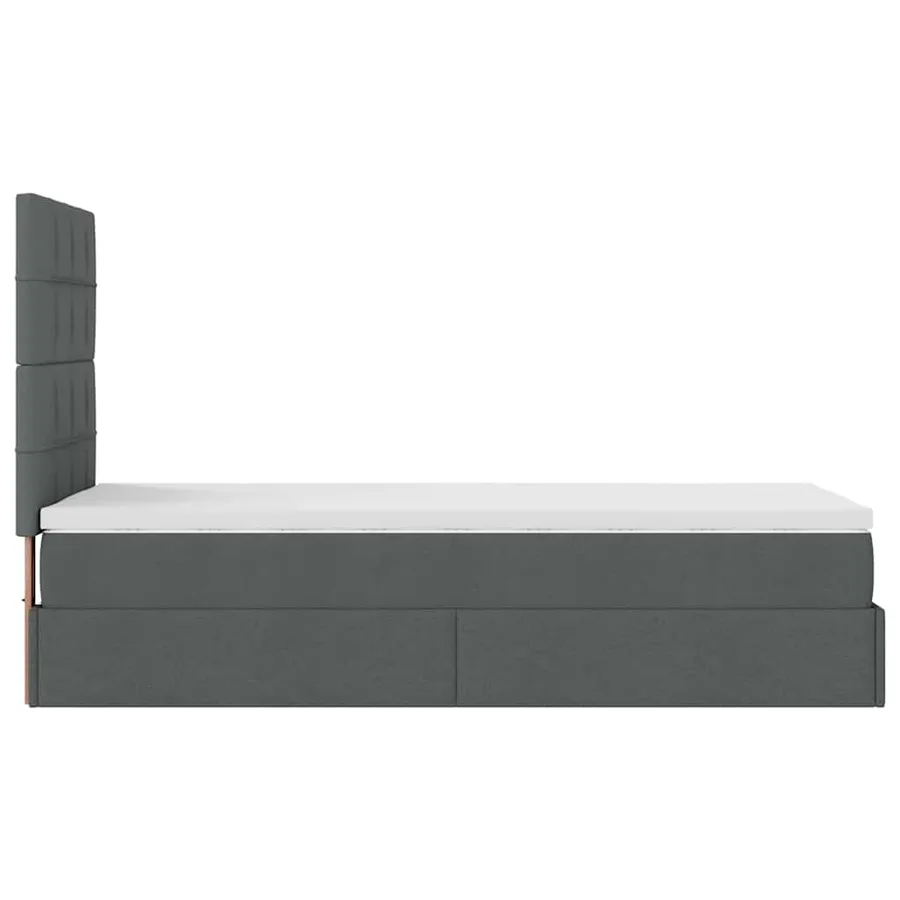 Lit ottoman avec matelas et LED Gris foncé 80x200cm tissu - 11