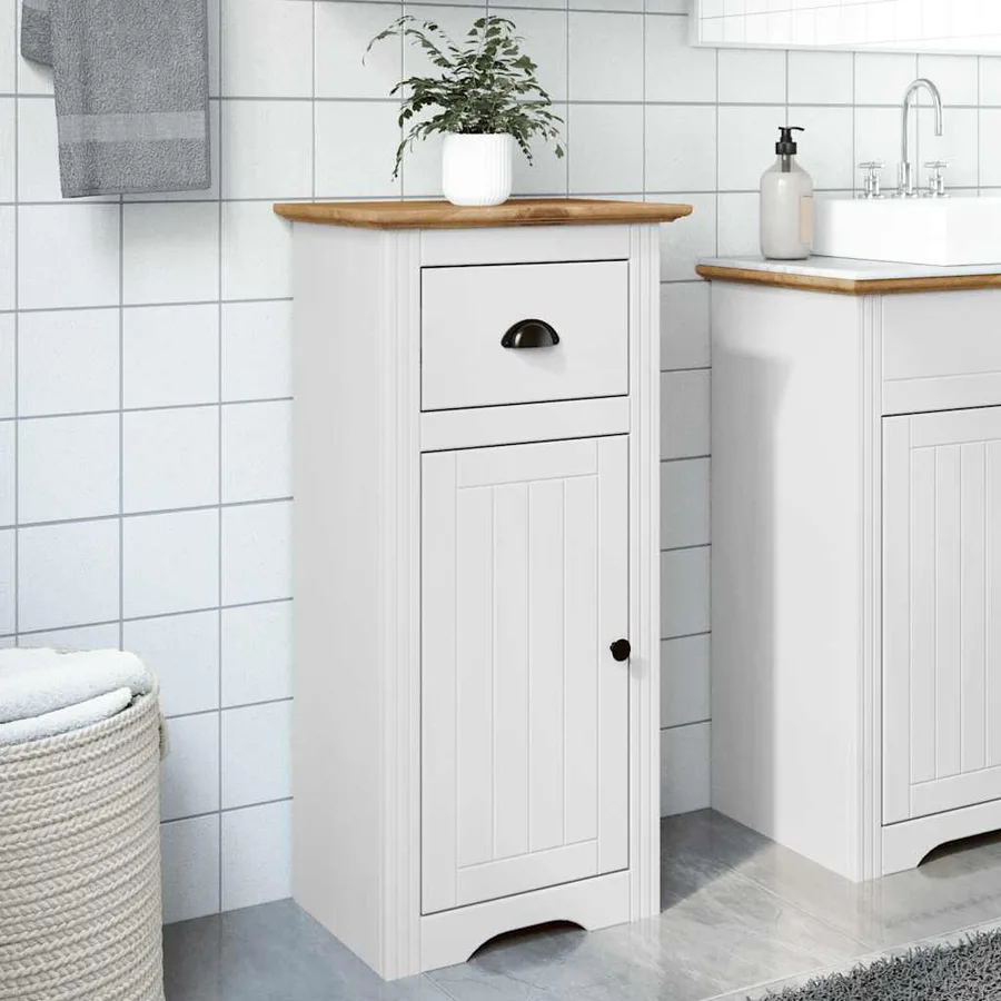 Armoire de salle de bain BODO blanc et marron 44x30x90 cm - 3