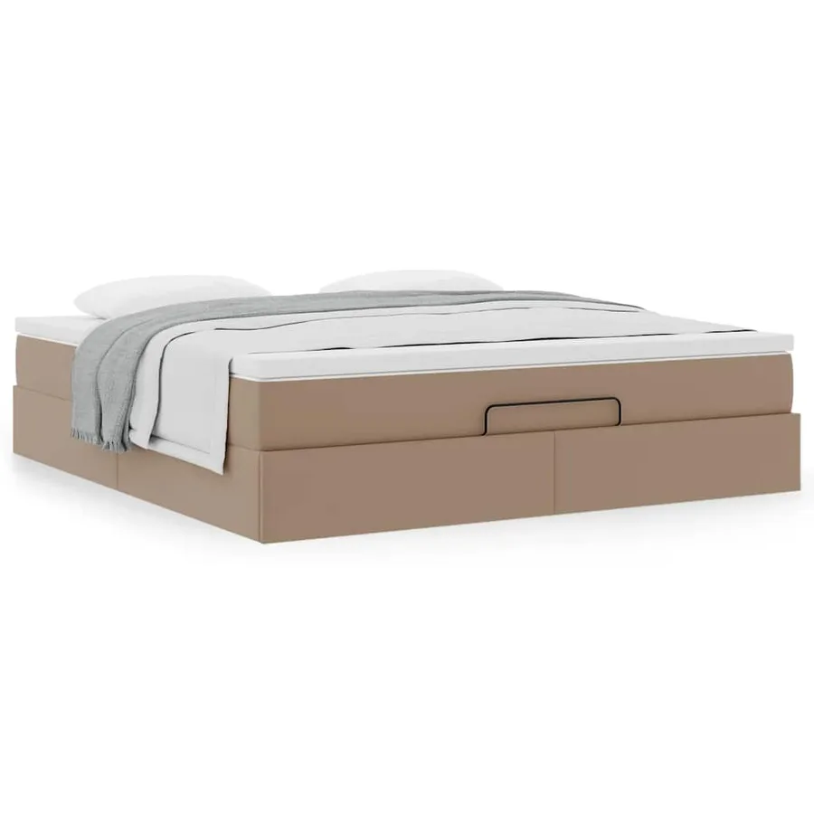 Cadre de lit ottoman et matelas cappuccino 180x200cm similicuir - 4