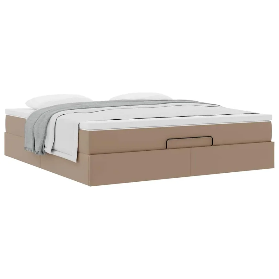Cadre de lit ottoman et matelas cappuccino 180x200cm similicuir - 5