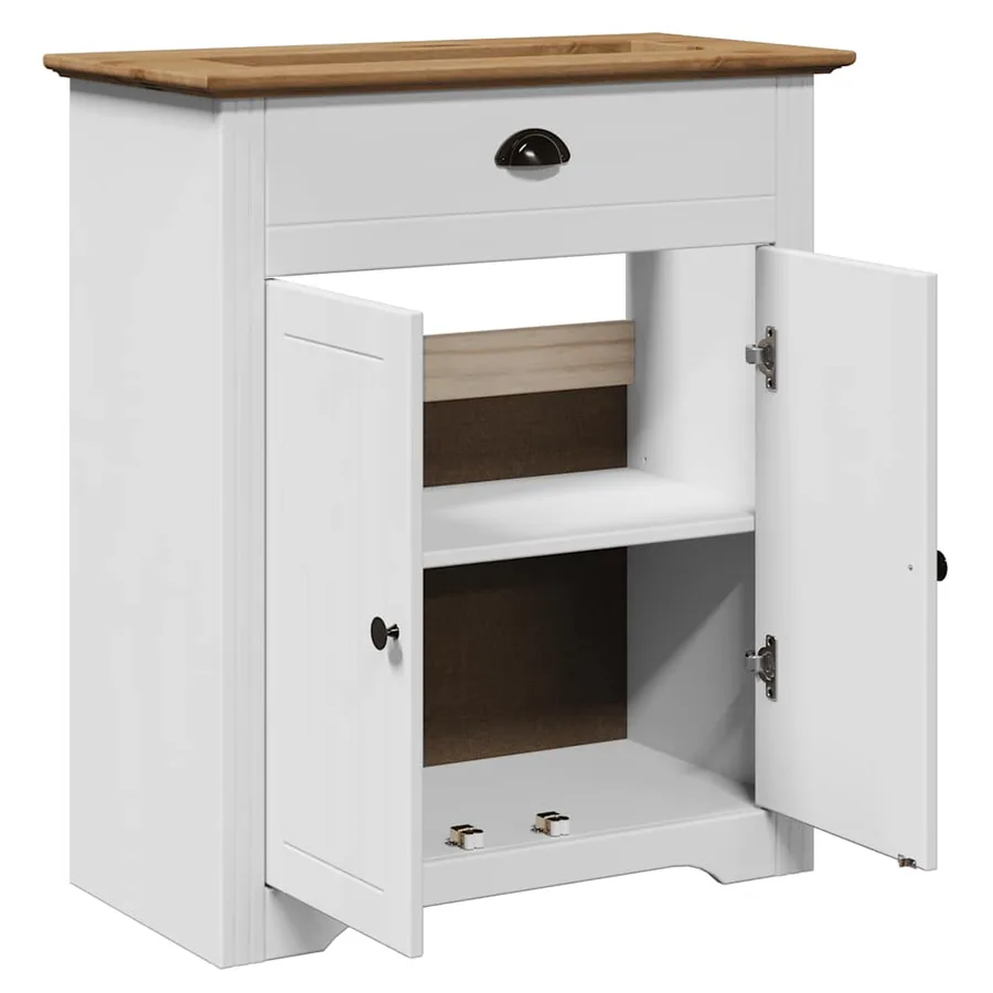 Armoire de lavabo de salle de bain BODO blanc marron 70x35x80cm - 5
