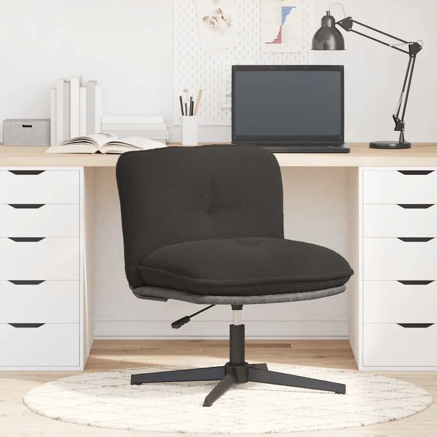 Chaise pivotante de bureau gris foncé bouclé comme laine tissu - 2