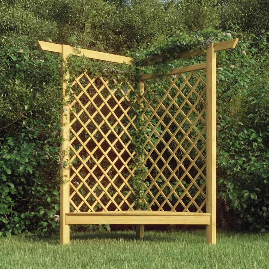 Corner Pergola with Bench 166x81x174 cm Impregnated Pine Wood
