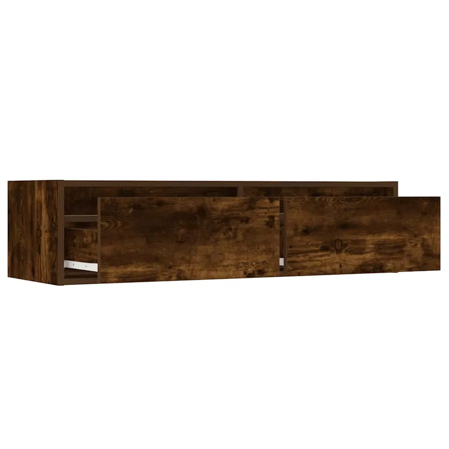 Meuble TV avec lumières LED chêne fumé 100X35,5x25 cm - 10