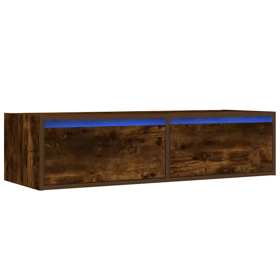 Meuble TV avec lumières LED chêne fumé 100X35,5x25 cm - 3