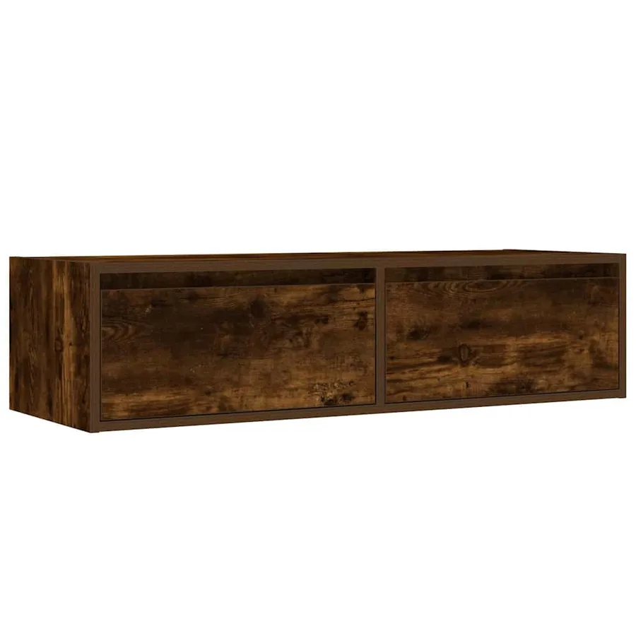 Meuble TV avec lumières LED chêne fumé 100X35,5x25 cm - 6