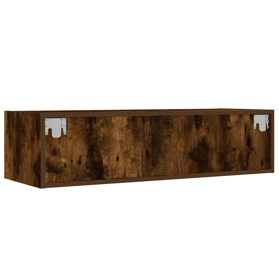 Meuble TV avec lumières LED chêne fumé 100X35,5x25 cm - 9