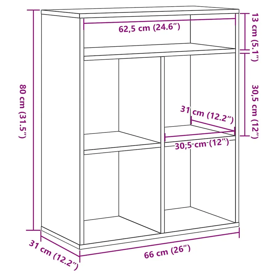 Bibliothèque chêne sonoma 66x31x80 cm bois d'ingénierie - 9