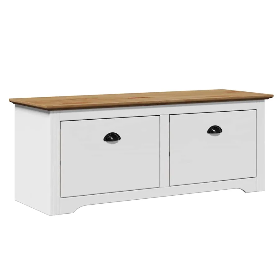 Banc de couloir BODO blanc et marron 114x40x45 cm - 2