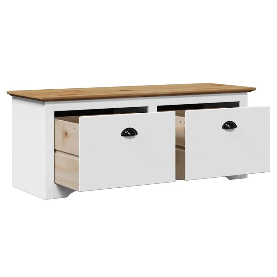 Banc de couloir BODO blanc et marron 114x40x45 cm - 5