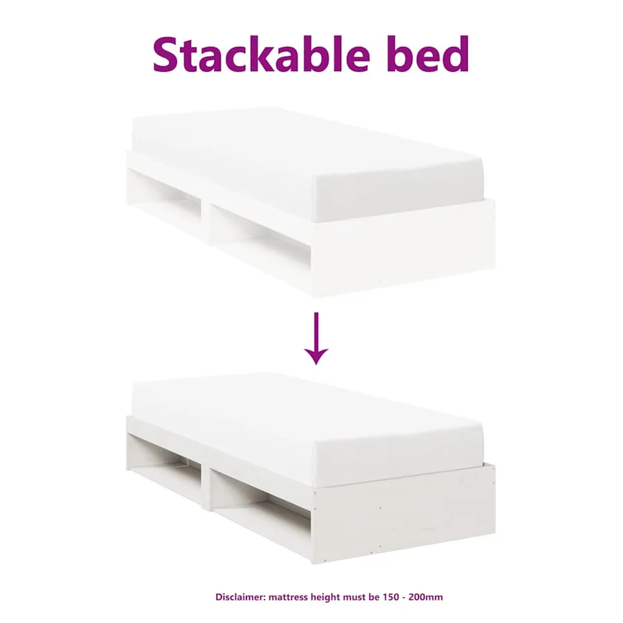 Lit de jour sans matelas blanc 90x190 cm bois de pin massif - 8