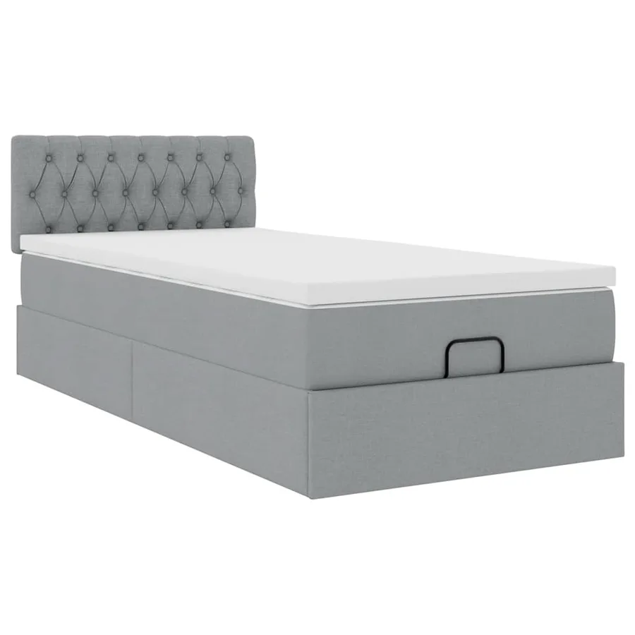 Cadre de lit ottoman avec matelas gris clair 80x200 cm tissu - 5