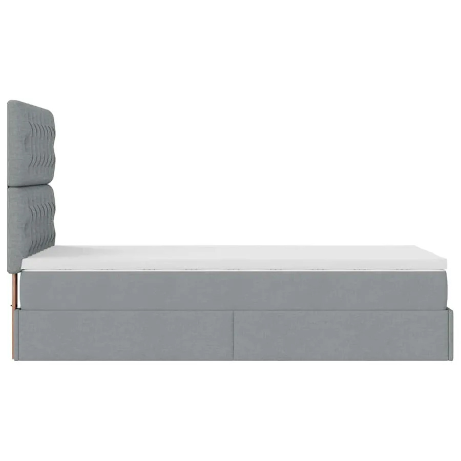Cadre de lit ottoman avec matelas gris clair 80x200 cm tissu - 10