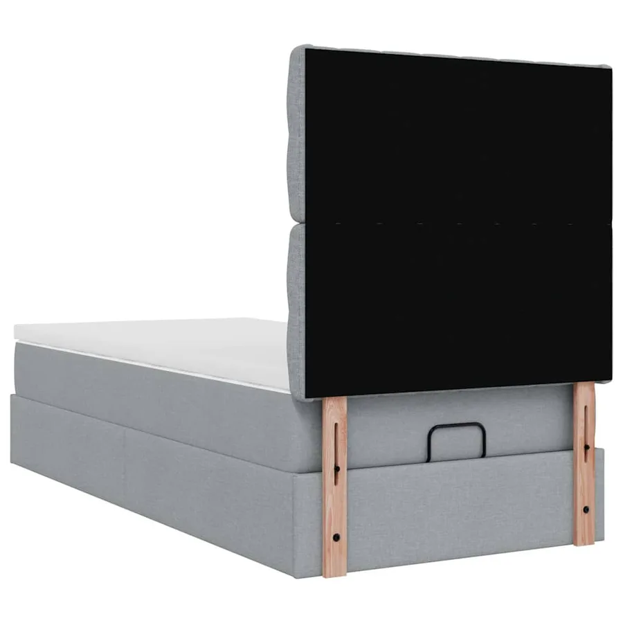 Cadre de lit ottoman avec matelas gris clair 80x200 cm tissu - 11