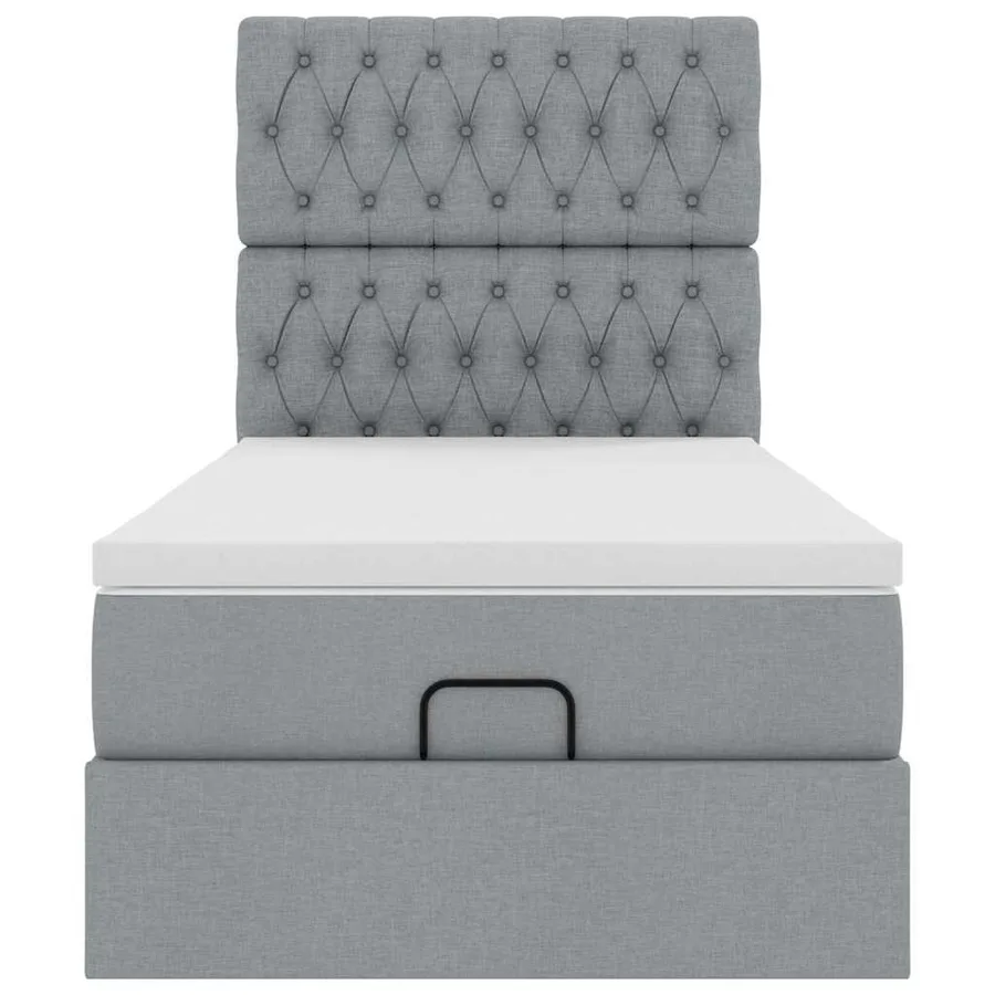 Cadre de lit ottoman avec matelas gris clair 80x200 cm tissu - 7