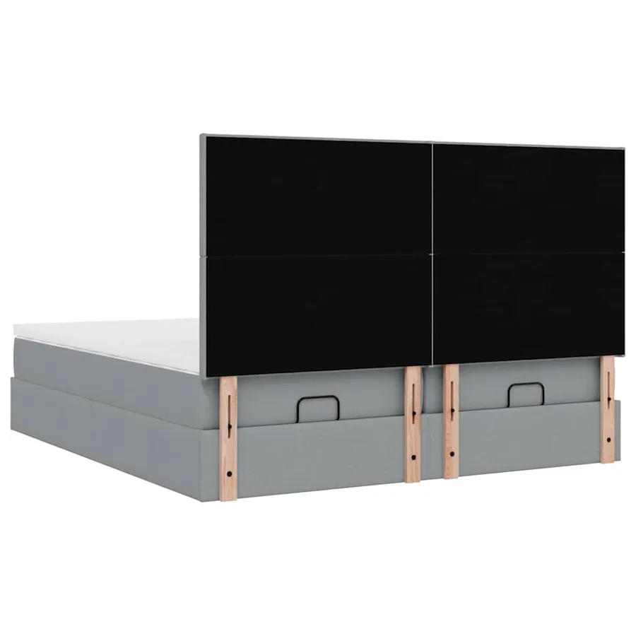 Cadre de lit ottoman et matelas gris clair 160x200cm tissu - 10