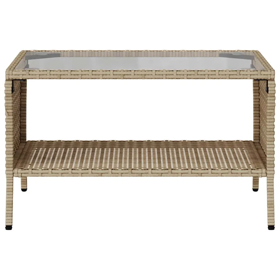 Canapé de jardin 2places coussins et table beige résine tressée - 7