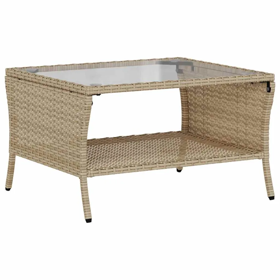 Canapé de jardin 2places coussins et table beige résine tressée - 8