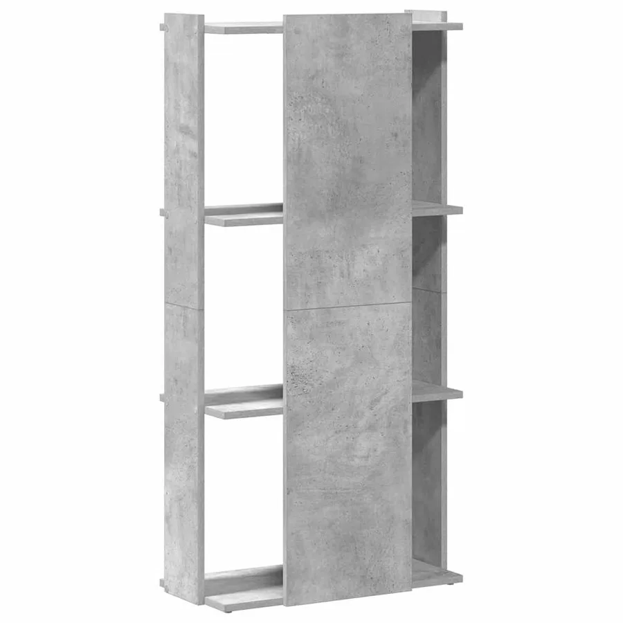 Bibliothèque à 3 niveaux gris béton 60x30x120cm bois ingénierie - 6