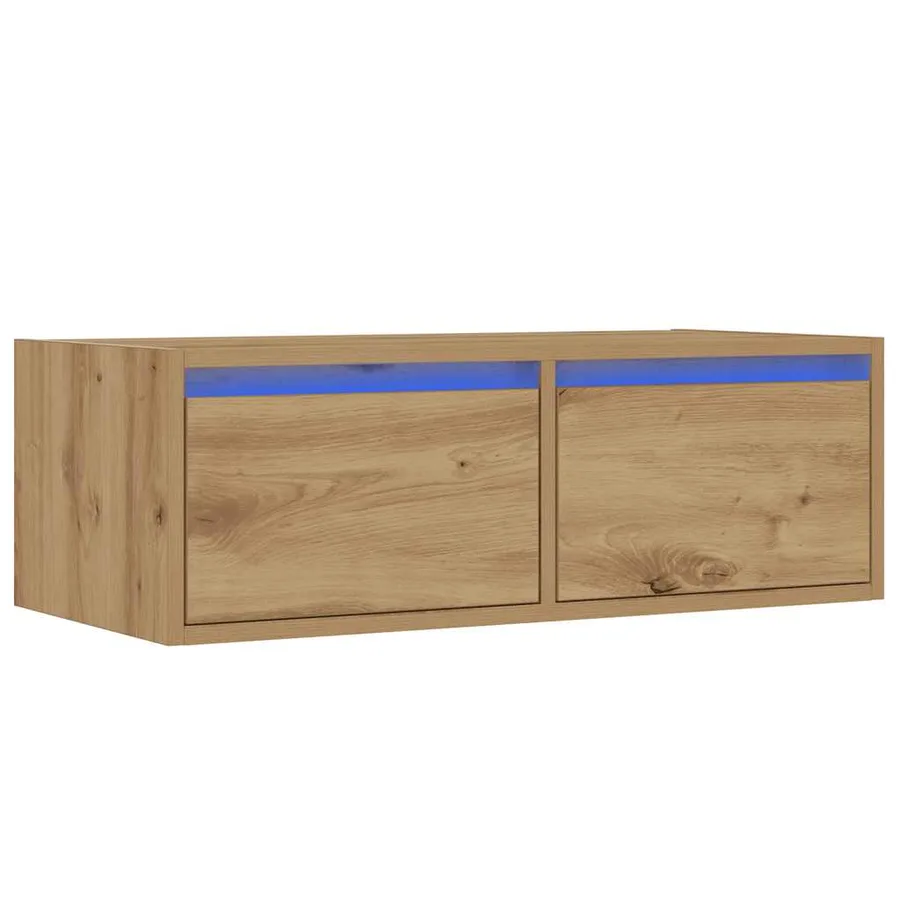 Meuble TV avec lumières LED chêne artisanal 75x35,5x25 cm - 3