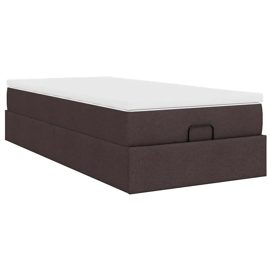 Cadre de lit ottoman avec matelas marron foncé 90x190 cm tissu - 10