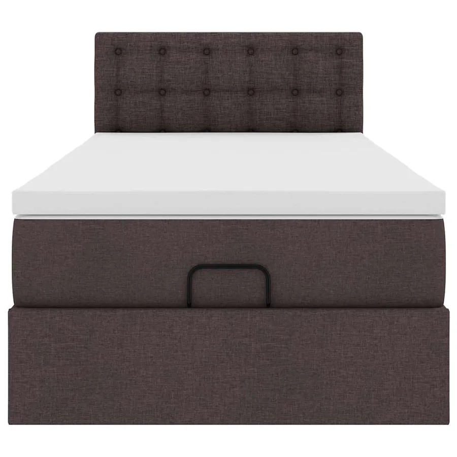 Cadre de lit ottoman avec matelas marron foncé 90x190 cm tissu - 7