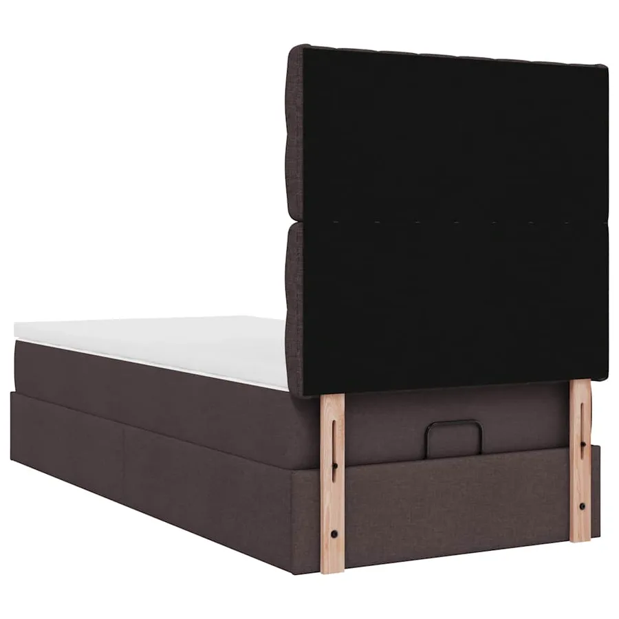 Cadre de lit ottoman avec matelas marron foncé 90x190 cm tissu - 12