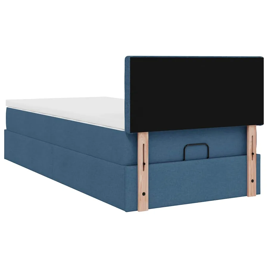 Cadre de lit ottoman avec matelas bleu 90x190 cm tissu - 12