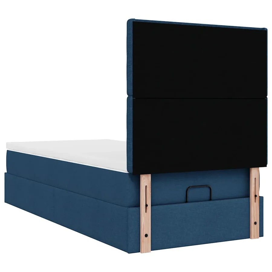 Cadre de lit ottoman avec matelas bleu 90x190 cm tissu - 11