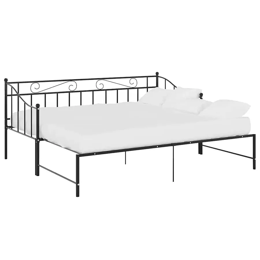 Cadre de canapé-lit extensible sans matelas Noir Métal 90x200cm - 2