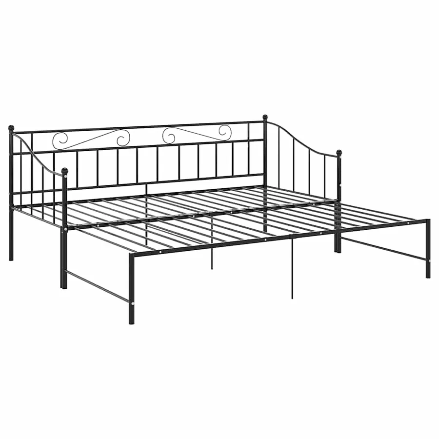 Cadre de canapé-lit extensible sans matelas Noir Métal 90x200cm - 4