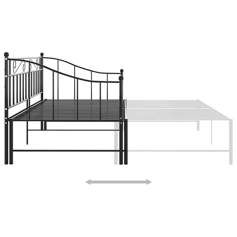 Cadre de canapé-lit extensible sans matelas Noir Métal 90x200cm - 5