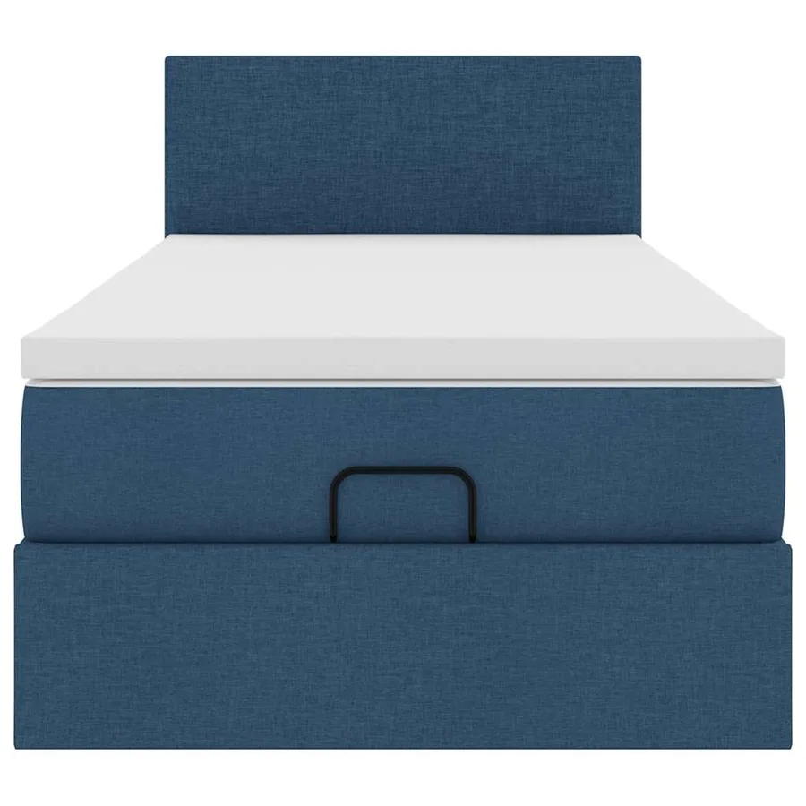 Cadre de lit ottoman avec matelas bleu 90x190 cm tissu - 8