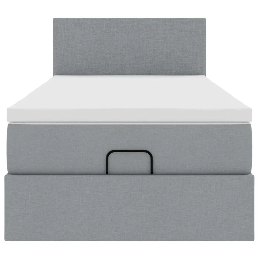 Cadre de lit ottoman et matelas gris clair 90x190 cm tissu - 8