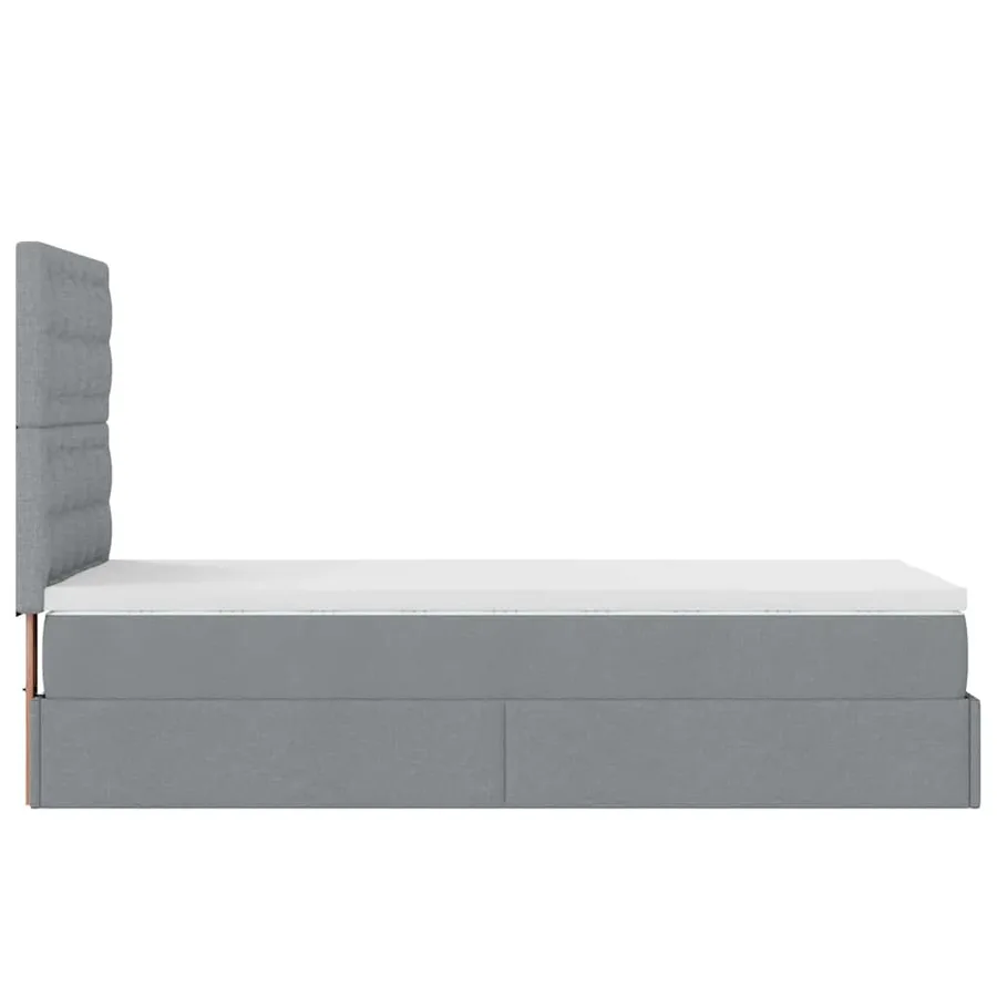 Cadre de lit ottoman et matelas gris clair 90x190 cm tissu - 10