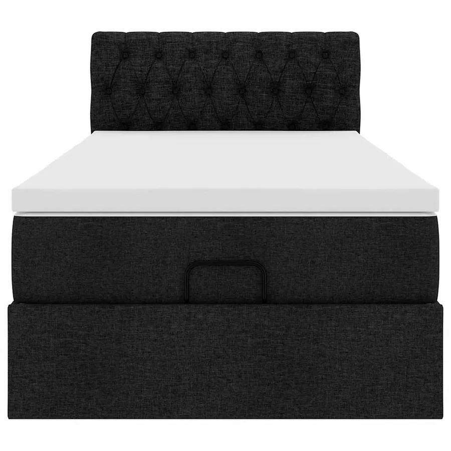 Cadre de lit ottoman avec matelas noir 90x190 cm tissu - 7