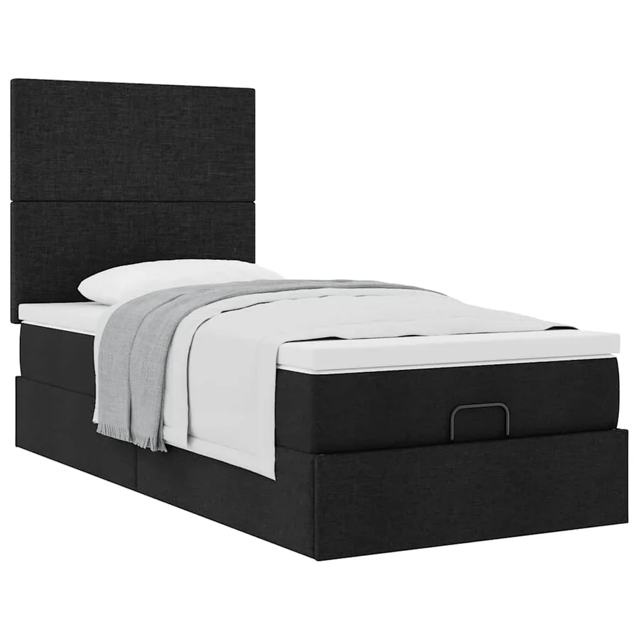 Cadre de lit ottoman avec matelas noir 90x190 cm tissu - 5